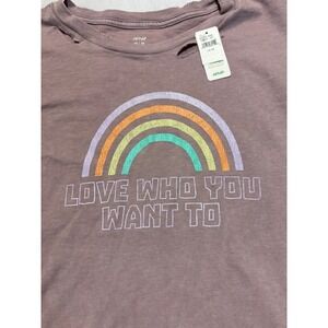 Aerie Rainbow‎ Love Who You Want To Graphic T Shirt Distressed Crew Neck XS